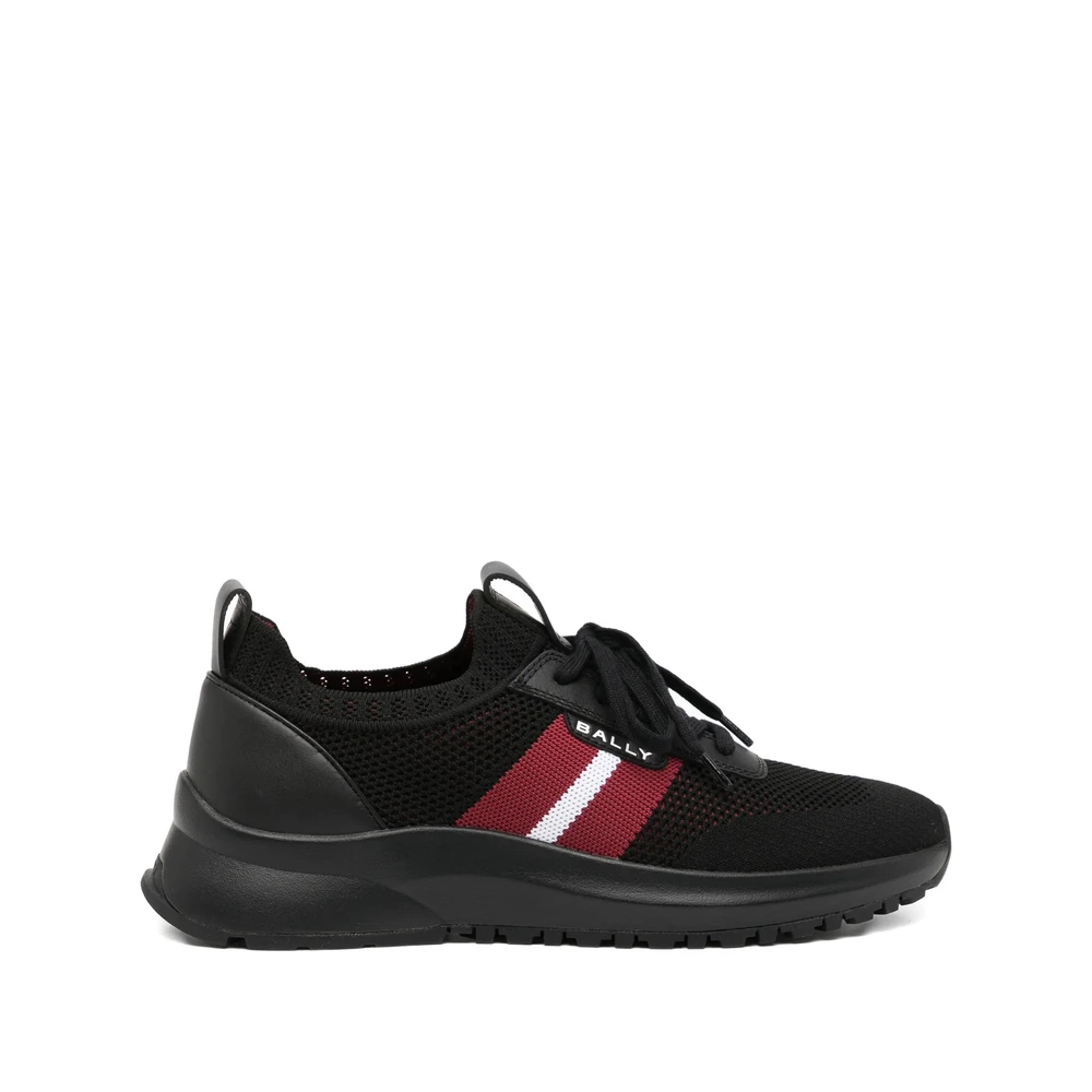 Bally Zwarte Sneaker met Vetersluiting en Treklip Heren Schoenen