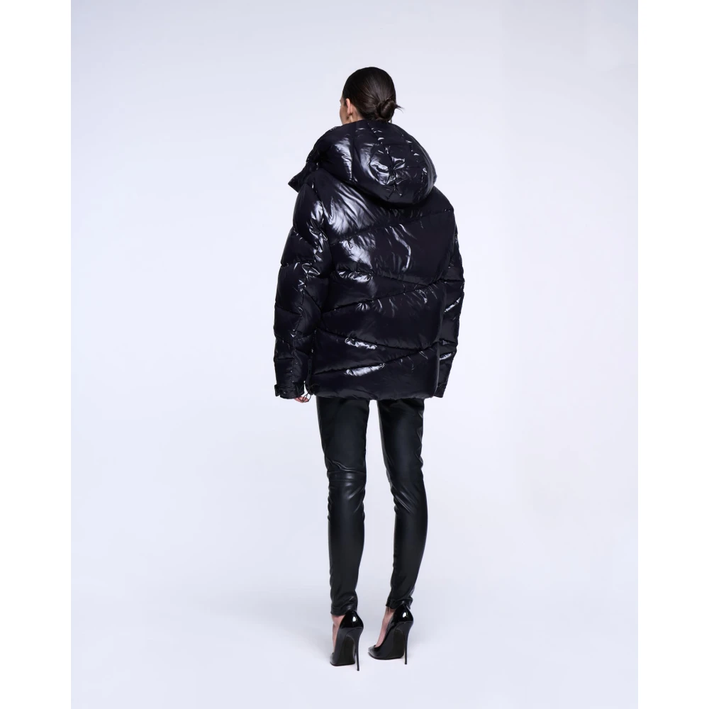 Silvian Heach Glanzende Gewatteerde Hoodie Black Dames