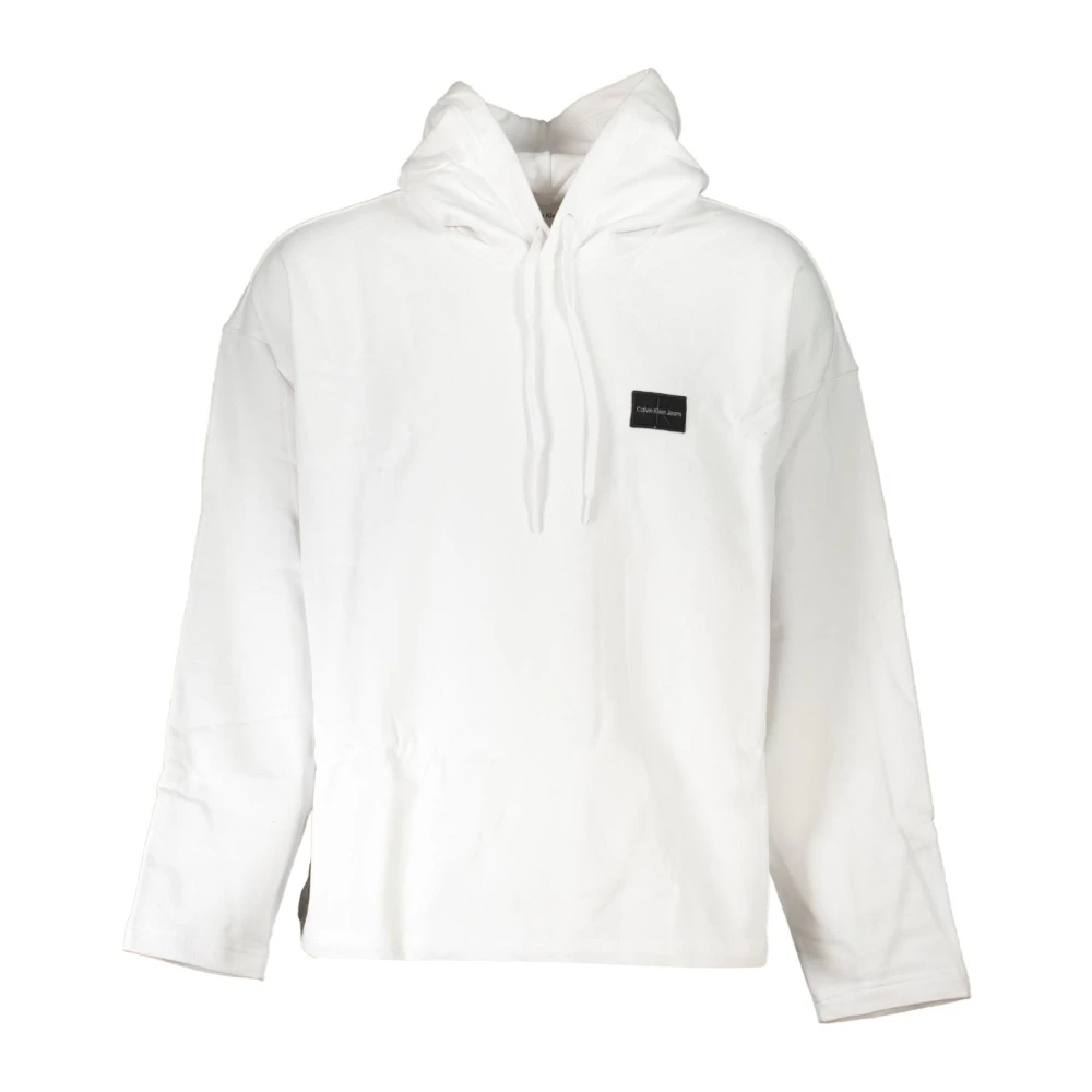Calvin Klein Men's White Hoodies,, Hooded Sweatshirt Long Sleeve Cotton Large