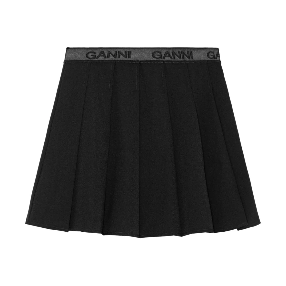 Ganni Zwarte Geplooide Mini Rok Black Dames