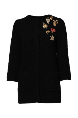 Lyxig Cashmere Smyckad Jacka Knappstängning