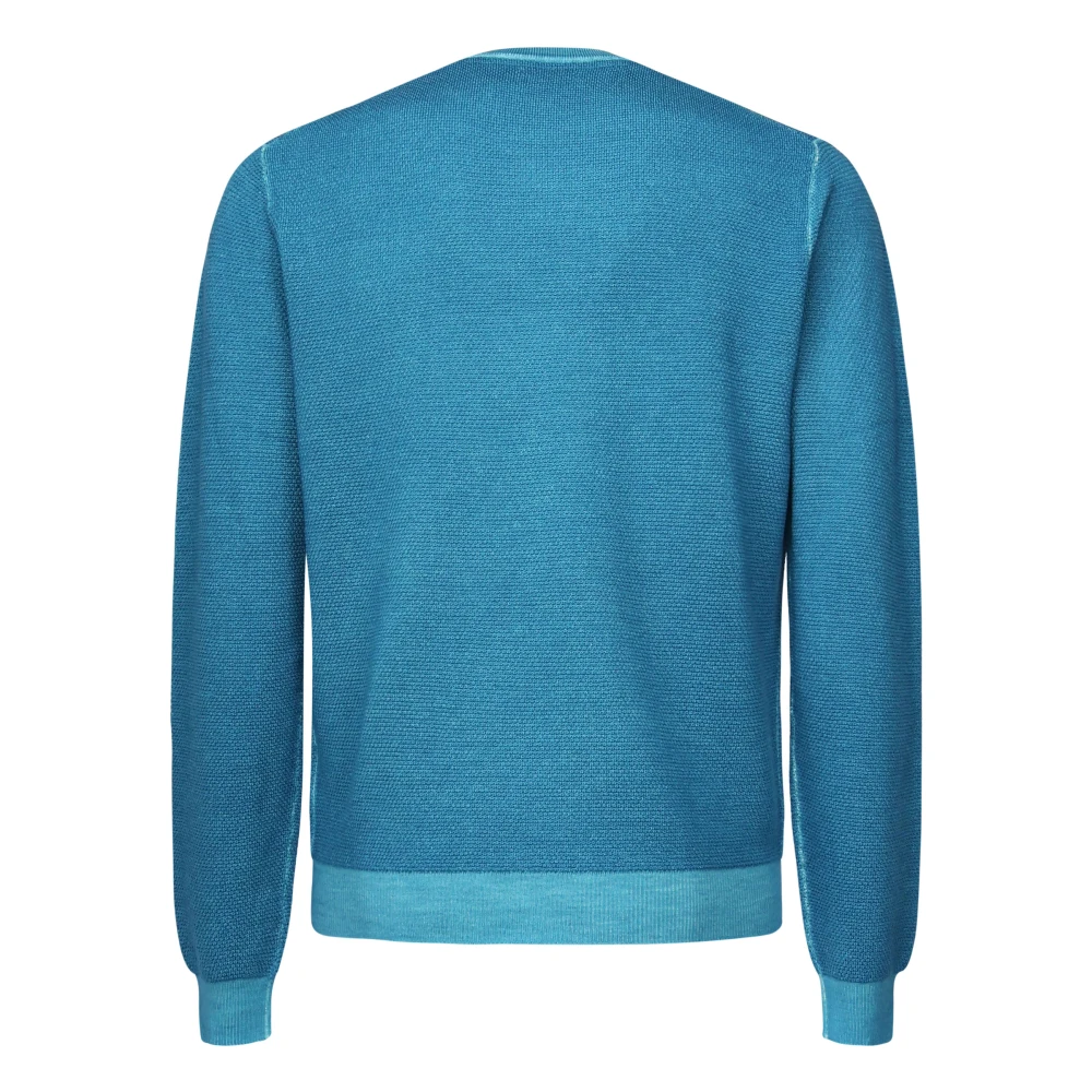 Sun68 Blauwe Crew Neck Sweater met Logo Blue Heren