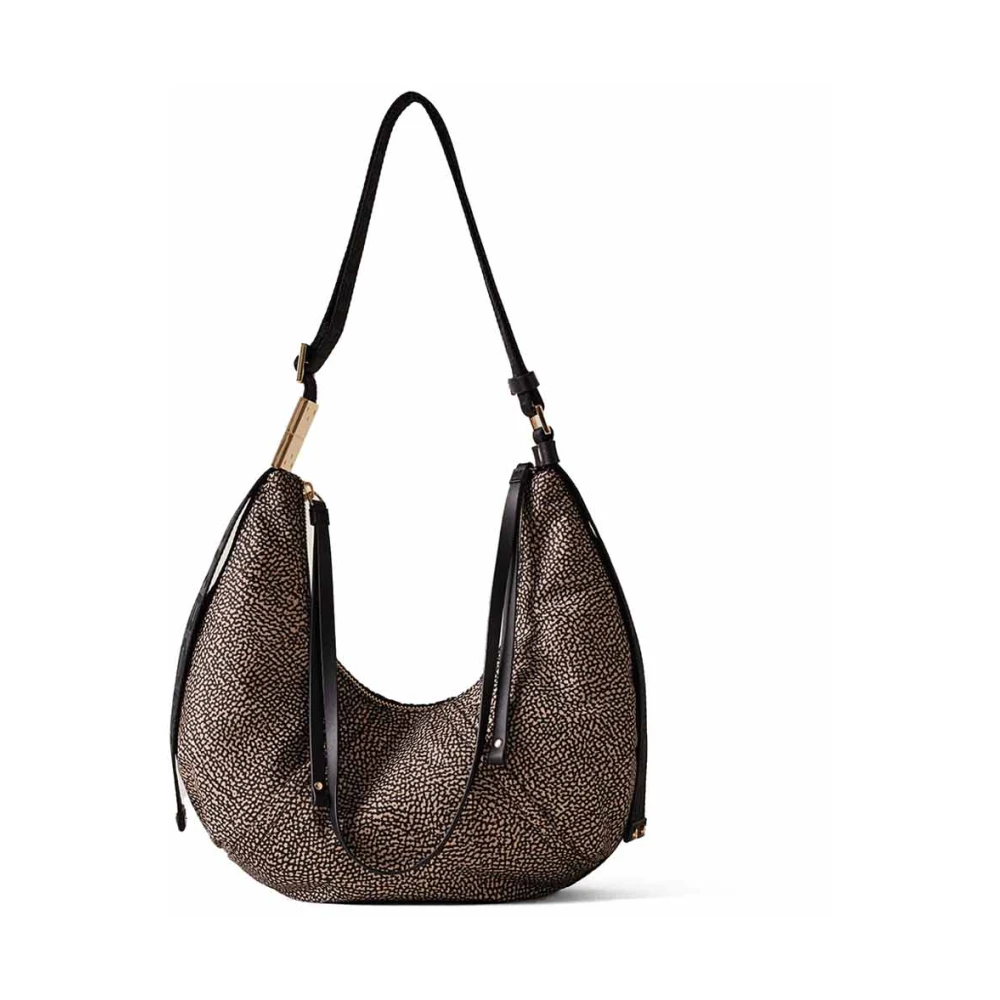 Borbonese Fold Line Tassen met Zacht Materiaal Beige Dames