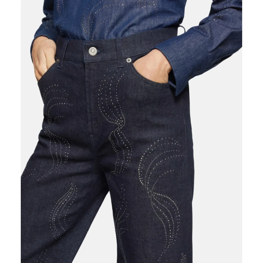 Dondup Hoge taille wijde jeans met strass Blue Dames