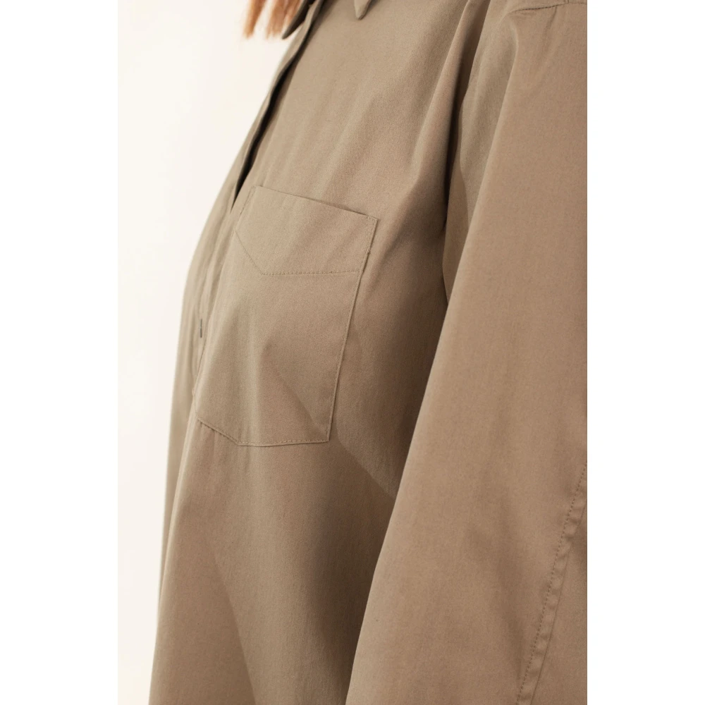 pinko Poplin Zakoverhemd in Corea Stijl Beige Dames