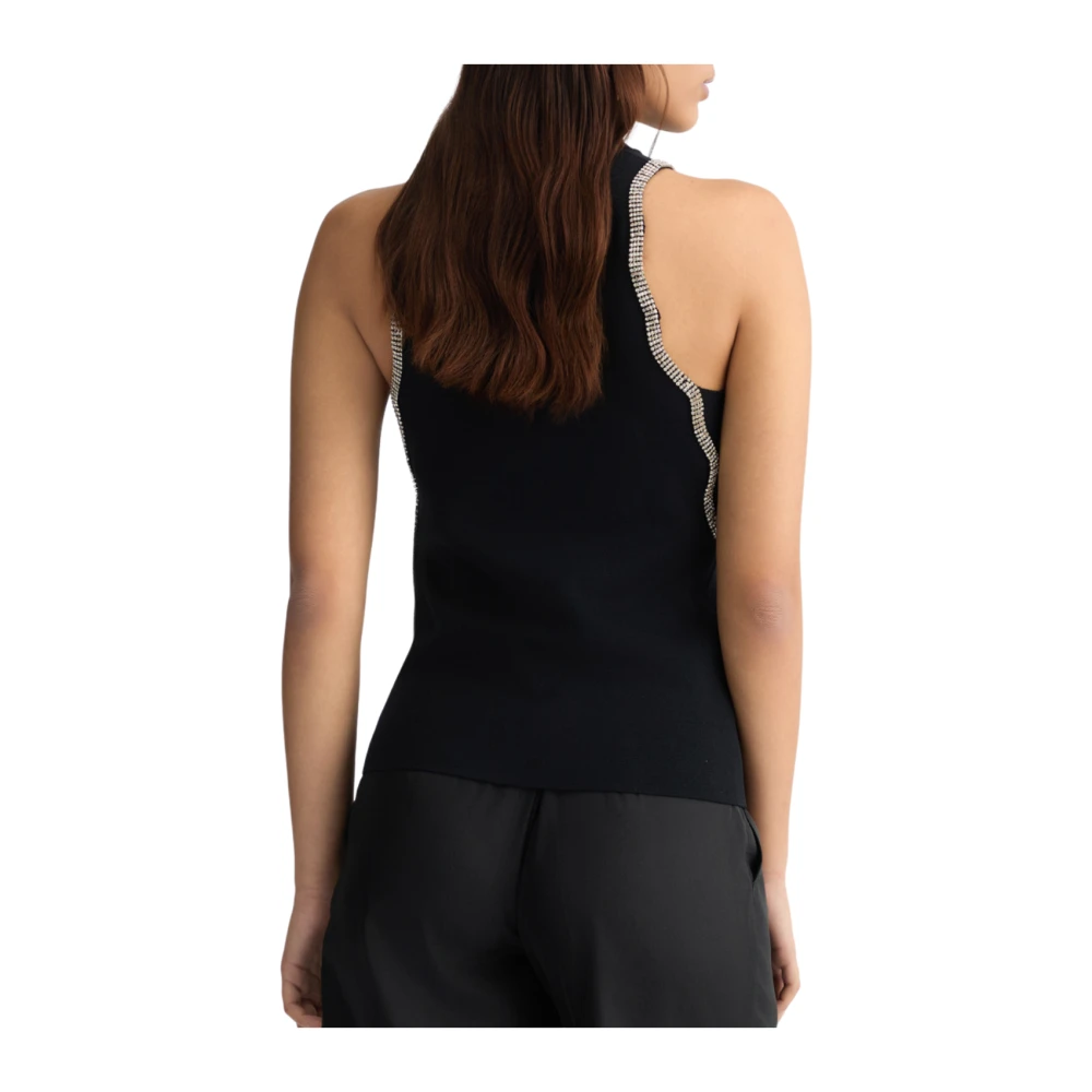 Liu Jo Versierde Gebreide Trui met Hoge Hals Black Dames
