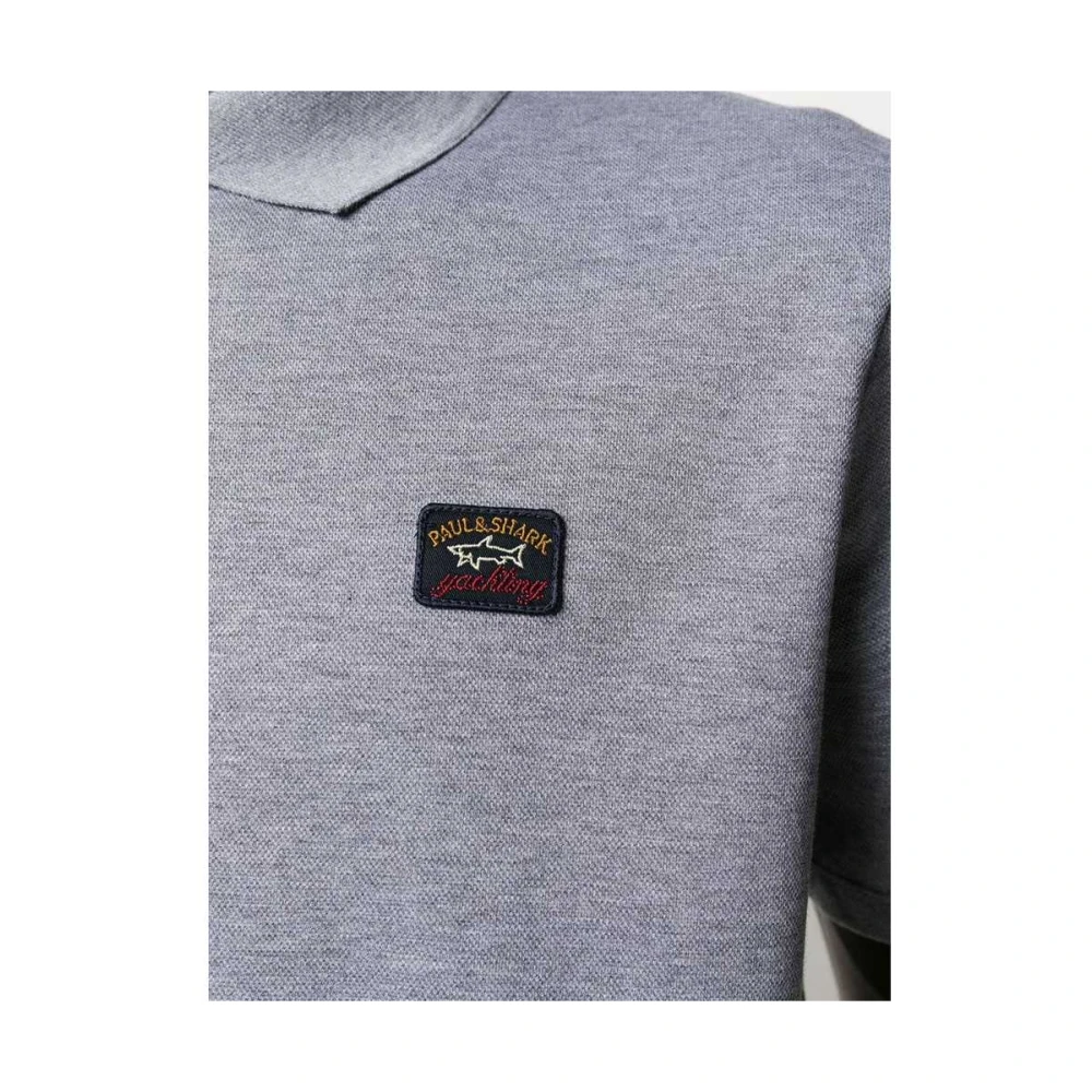 PAUL & SHARK Grijze Katoenen Logo Patch Polo Shirt Gray Heren