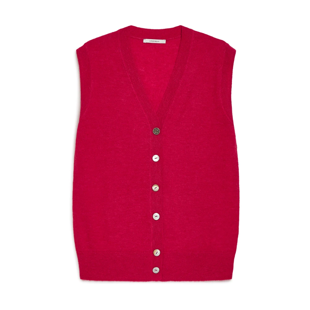 Maliparmi Mouwloos Gebreid Vest met Speciale Knoop Red Dames