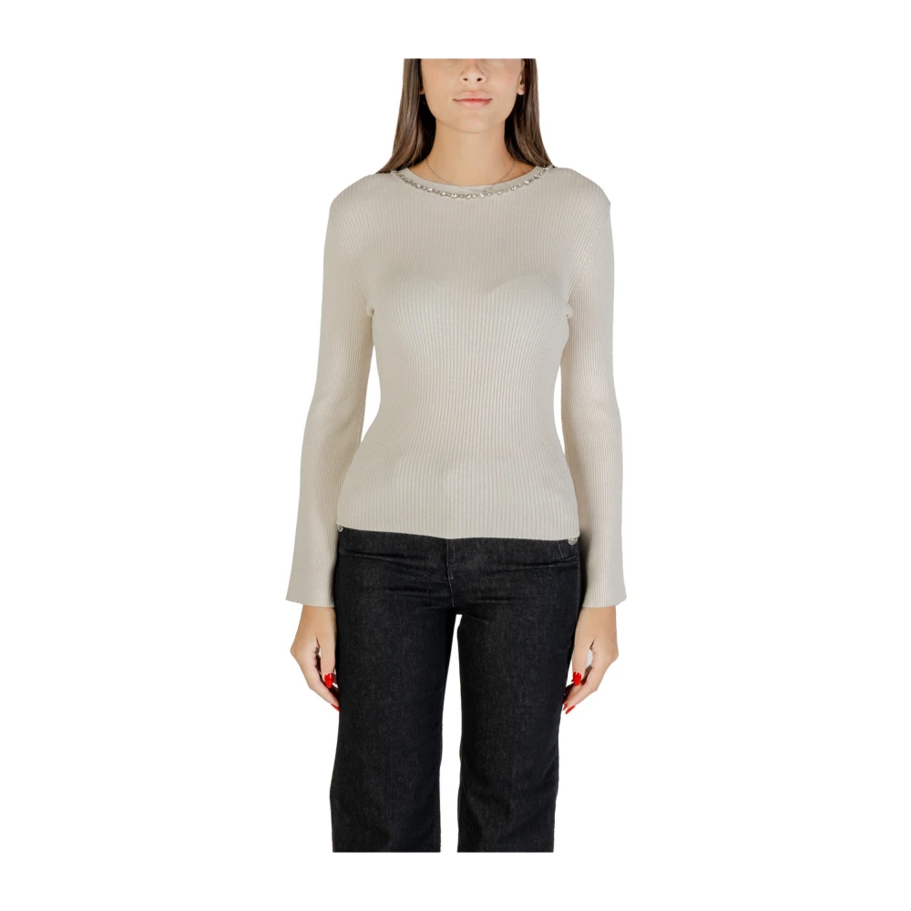 Only Women's Beige Round-Neck Knitwear, Xl, Round-Neck Knit