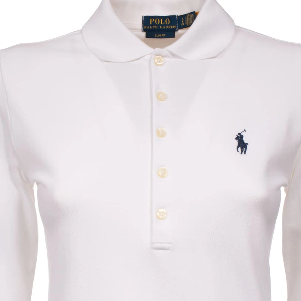 Polo Ralph Lauren Elastische Katoenen Polo Met Lange Mouwen White Dames