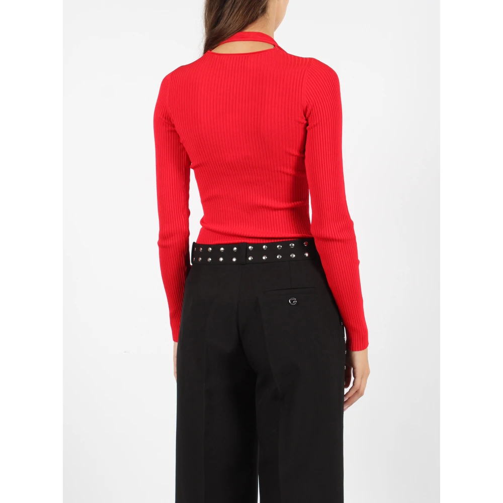 Coperni Geribbeld Viscose Cut-Out Top Red Dames