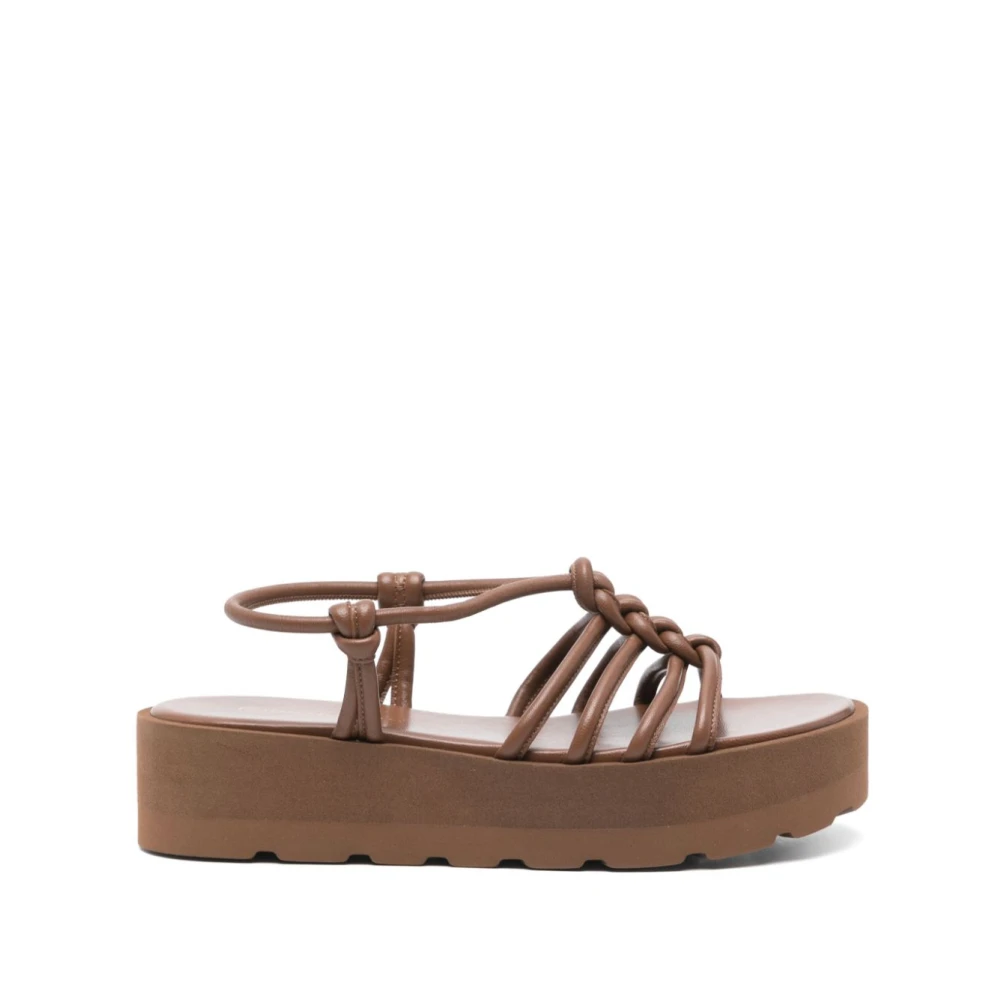Gianvito Rossi Women's Brown Leather Sandals With Slingback Strap - Wedges - 8 Uk - Shoes