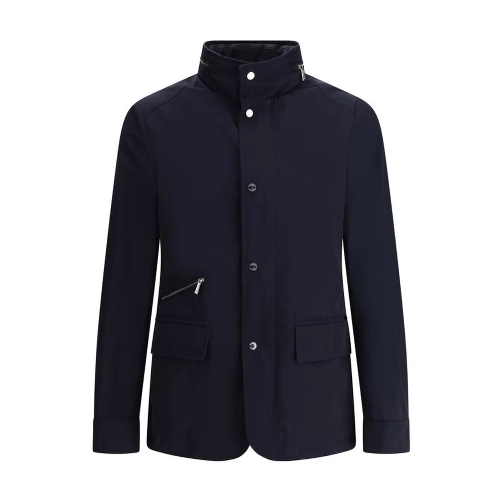 Moorer Waterdichte jas met afneembare capuchon Blue Heren