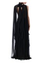 zwarte-zijden-chiffon-v-hals-jurk