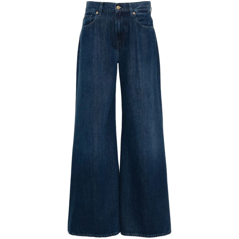 7 For All Mankind Donkerblauwe Wide Leg Denim Jeans Blue Dames