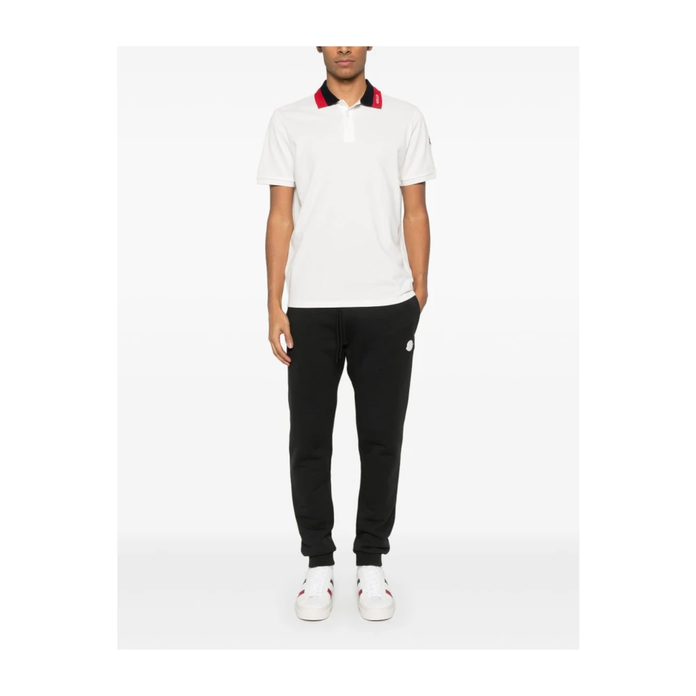 Moncler Witte Katoenen Polo Zwart Rode Kraag White Heren
