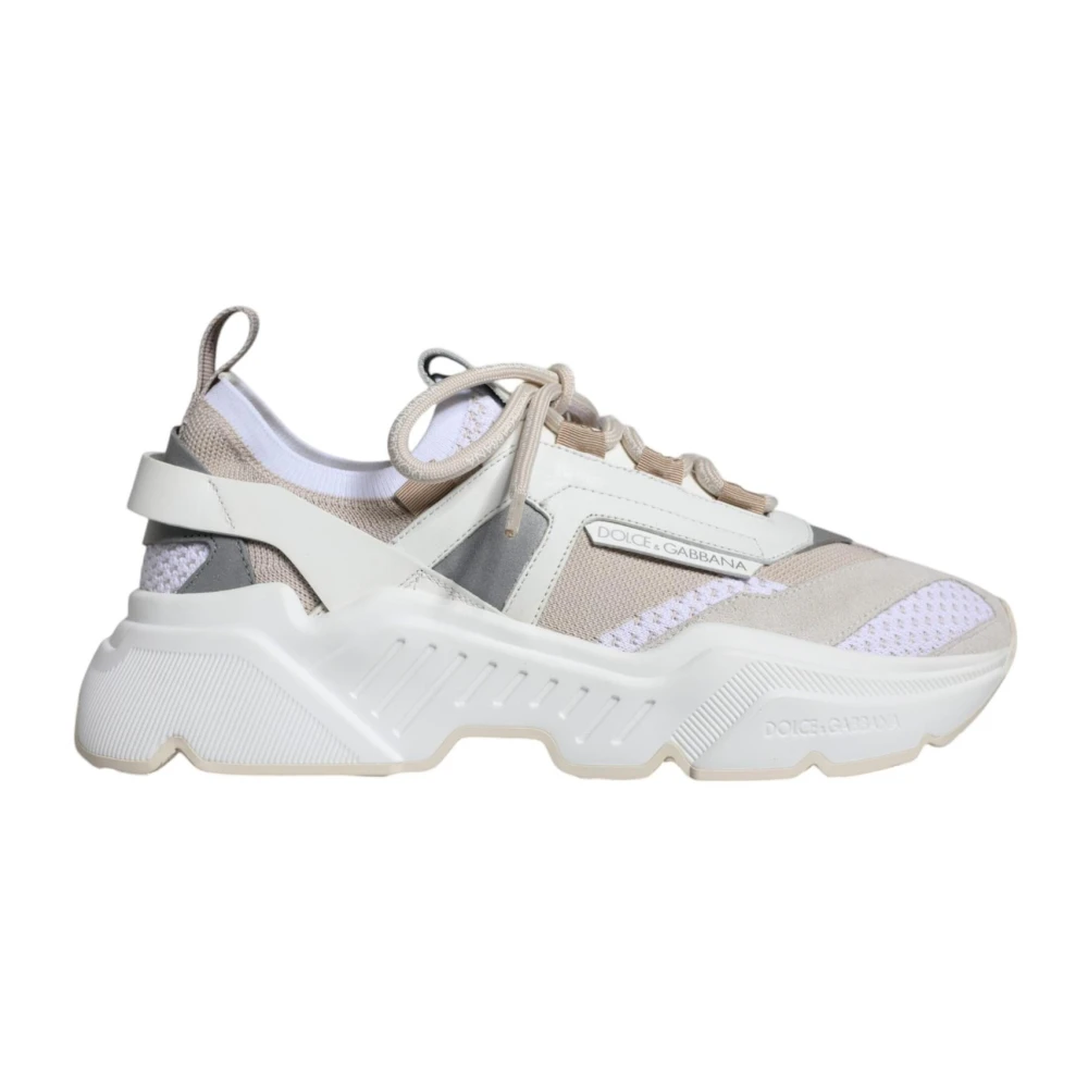 Dolce & Gabbana Men's Multicolor Leather Lace-Up Sneakers With Logo