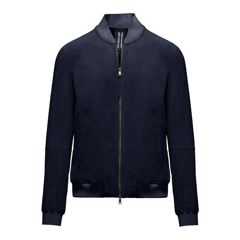 Bomboogie Men's Blue Rahm Leather Bomber Jacket - Leather Jackets - 3XL - Jackets