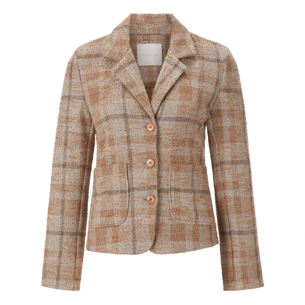 Rich & Royal Elegante Jacquard Blazer voor Vrouwen Beige Dames