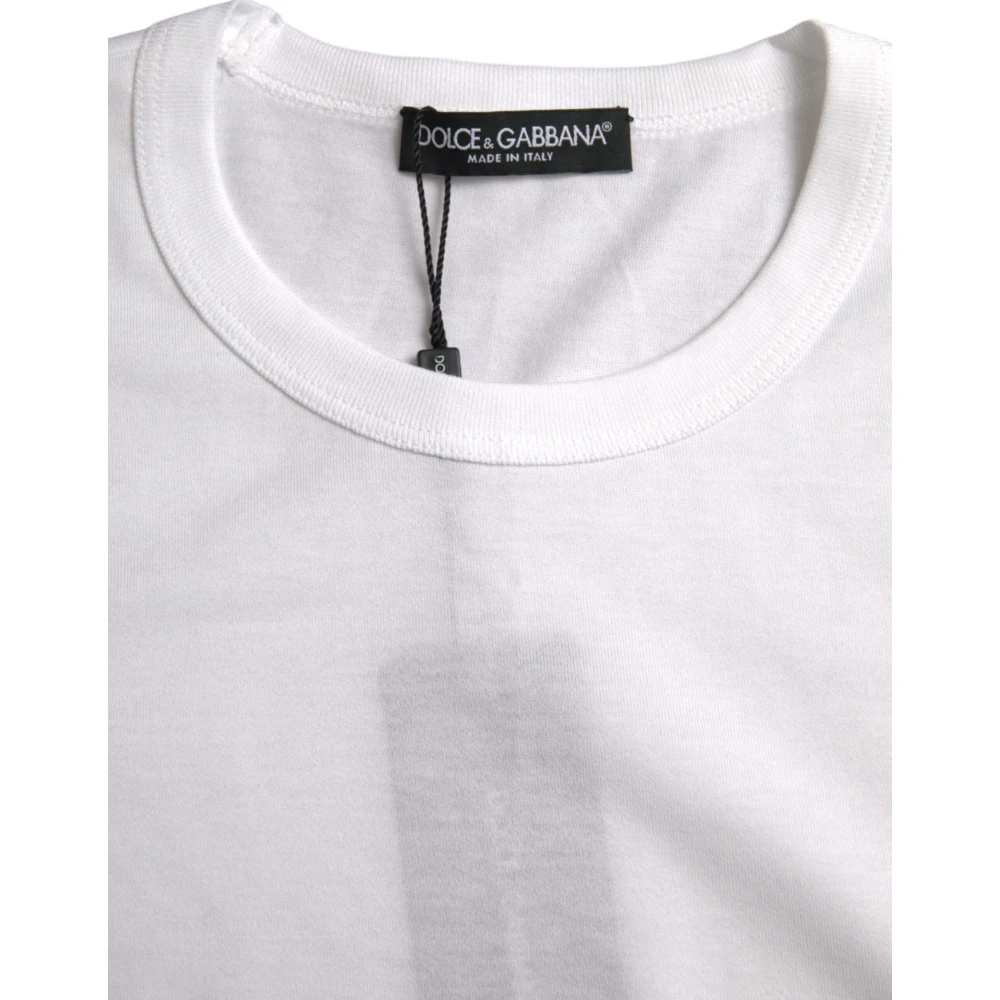 Dolce & Gabbana Wit Katoenen T-shirt met Ronde Hals en Korte Mouwen White Heren