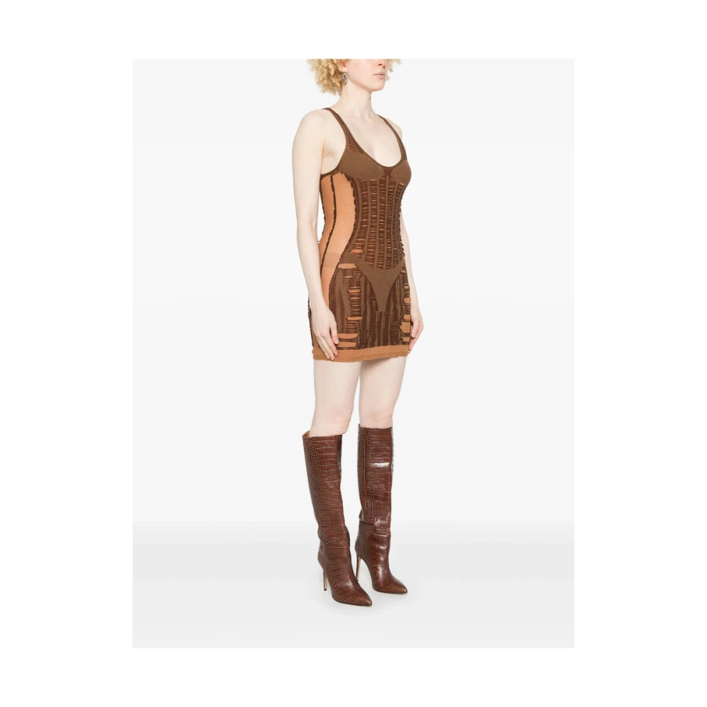 Diesel Chocoladebruine mouwloze jurk met transparante panelen Brown Dames
