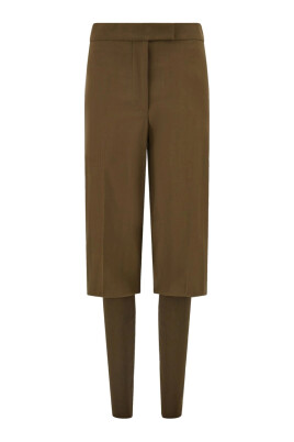 khaki-ribbed-detailing-button-fastening-pants
