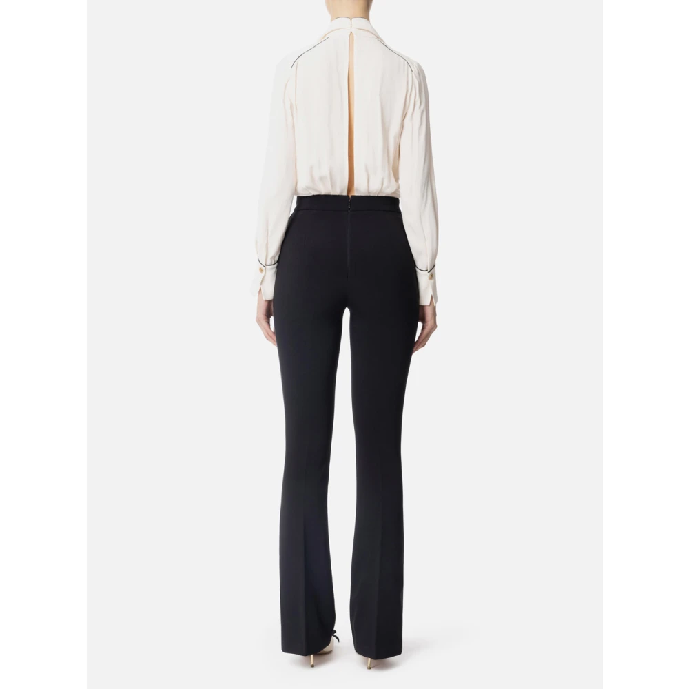 Elisabetta Franchi Ivoor Georgette en Crepe Jumpsuit White Dames