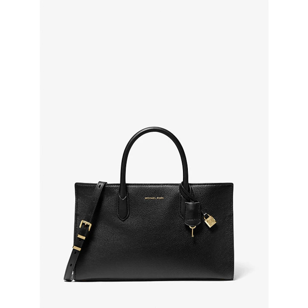 Michael Kors Scarlett Leren Satchel met Goudkleurige Hardware Black Dames