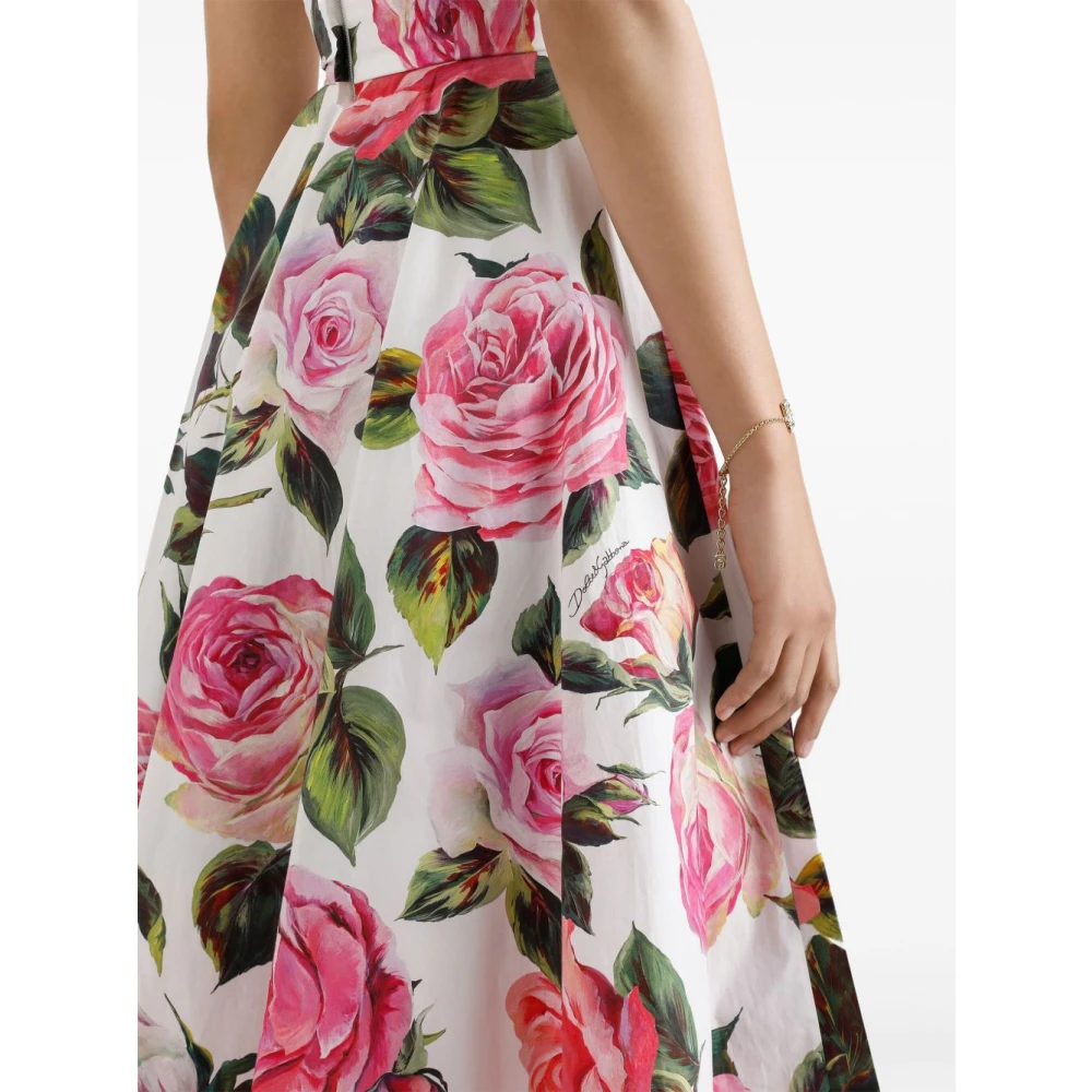 Dolce & Gabbana Wit en Roze Elegant Jurk Multicolor Dames