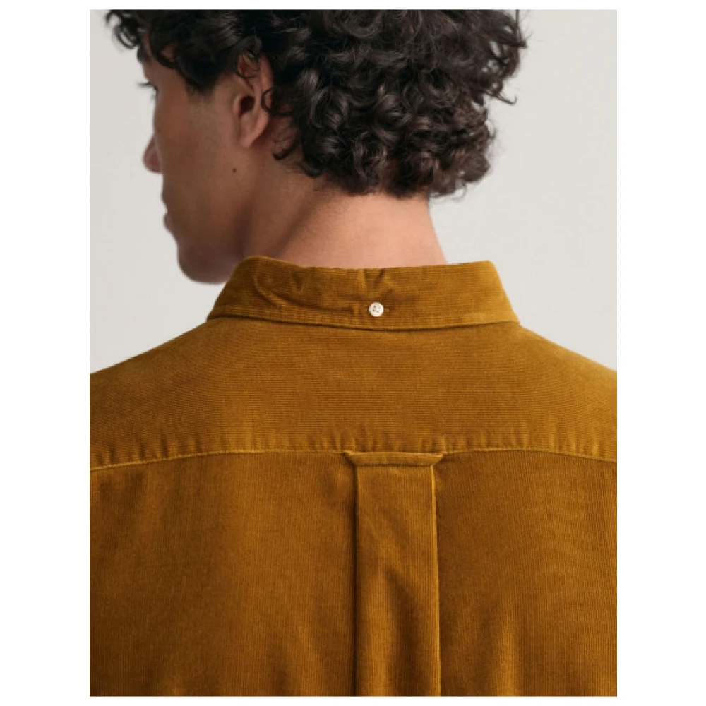 Gant Fluweel Regular Shirt met Borstzak Brown Heren