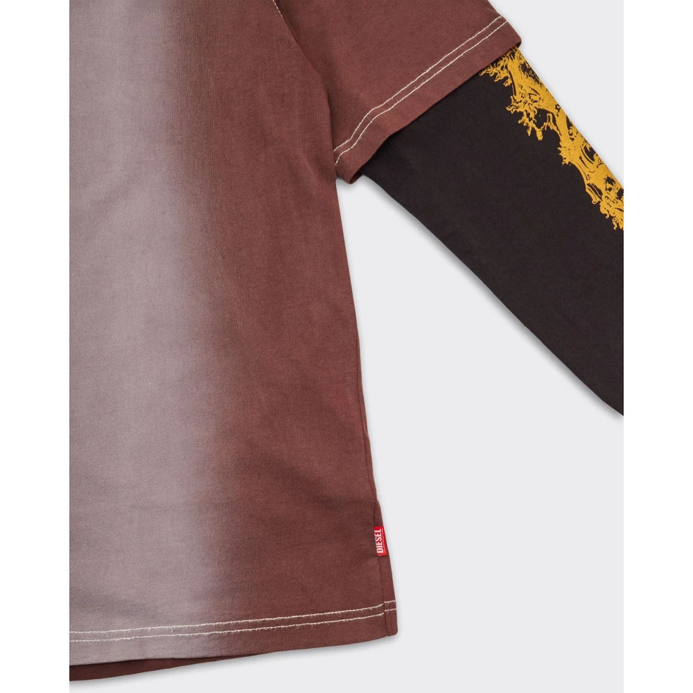 Diesel Double Layer T-Shirt Chocolade Multicolor Heren