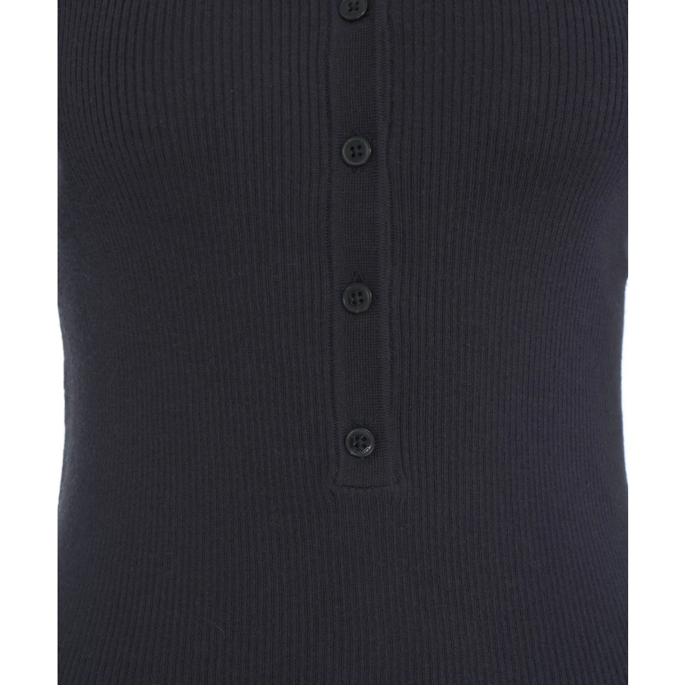 closed Blauwe Cashmere Blend Polo Tee Blue Dames