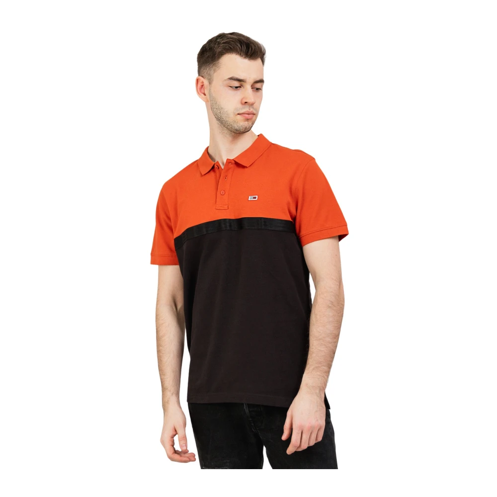 Tommy Hilfiger Herr Polo Skjorta Regular Fit Svart/Orange Multicolor, Herr