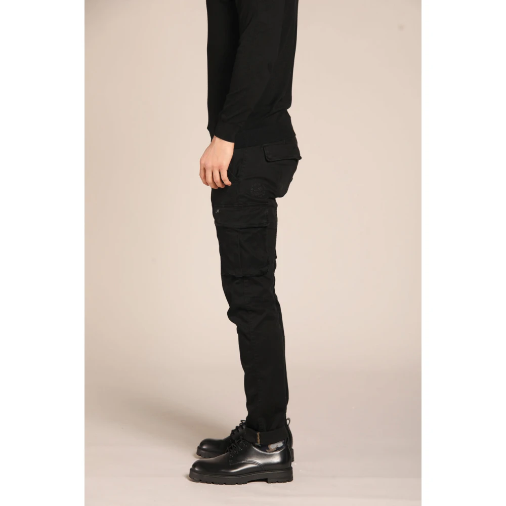 Mason's Extra Slim Fit Cargo Broek in Gabardine Black Heren