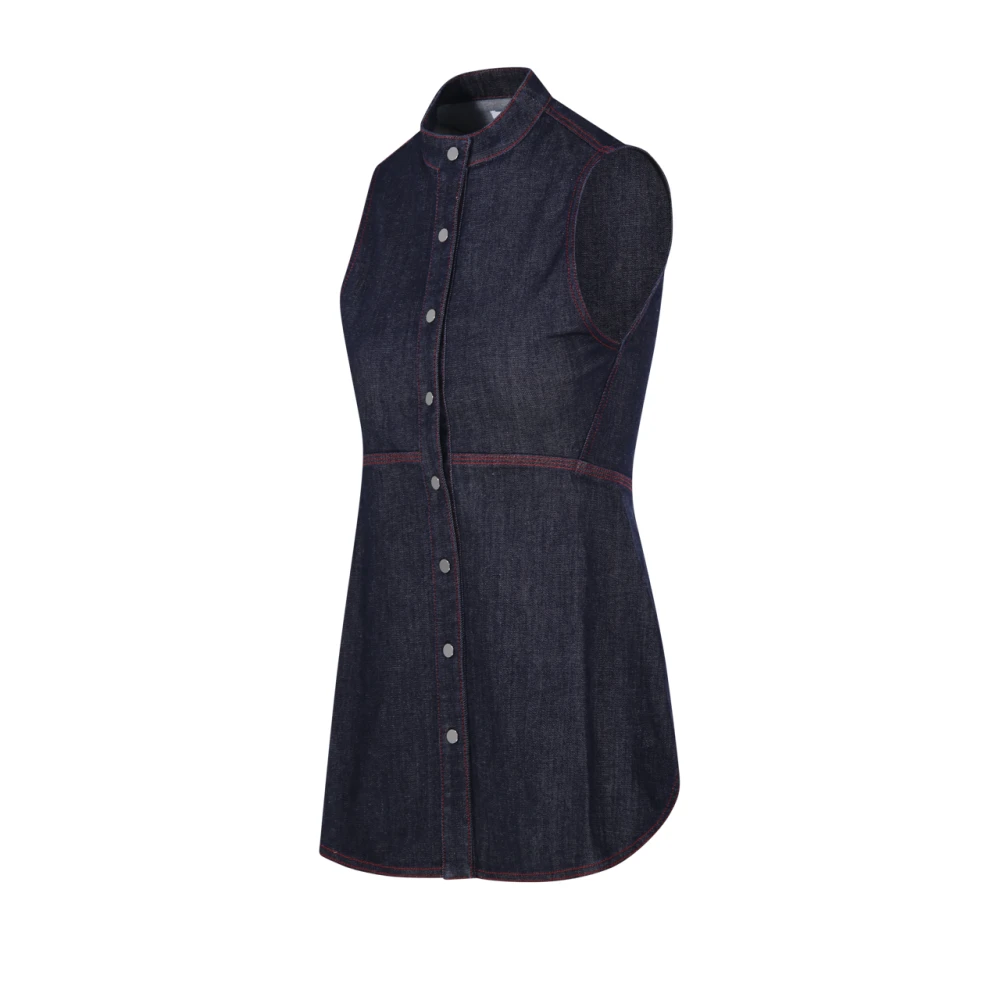 Alaïa Navy Crewneck Blouse Blue Dames