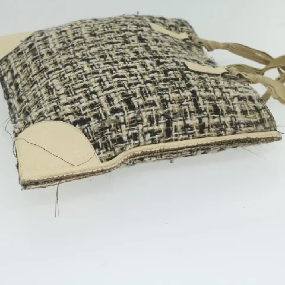 Prada Vintage Pre-owned Wool handbags Beige Dames