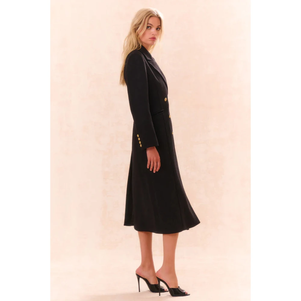 Loveshackfancy Militaire Wollen Jas Zwart Black Dames