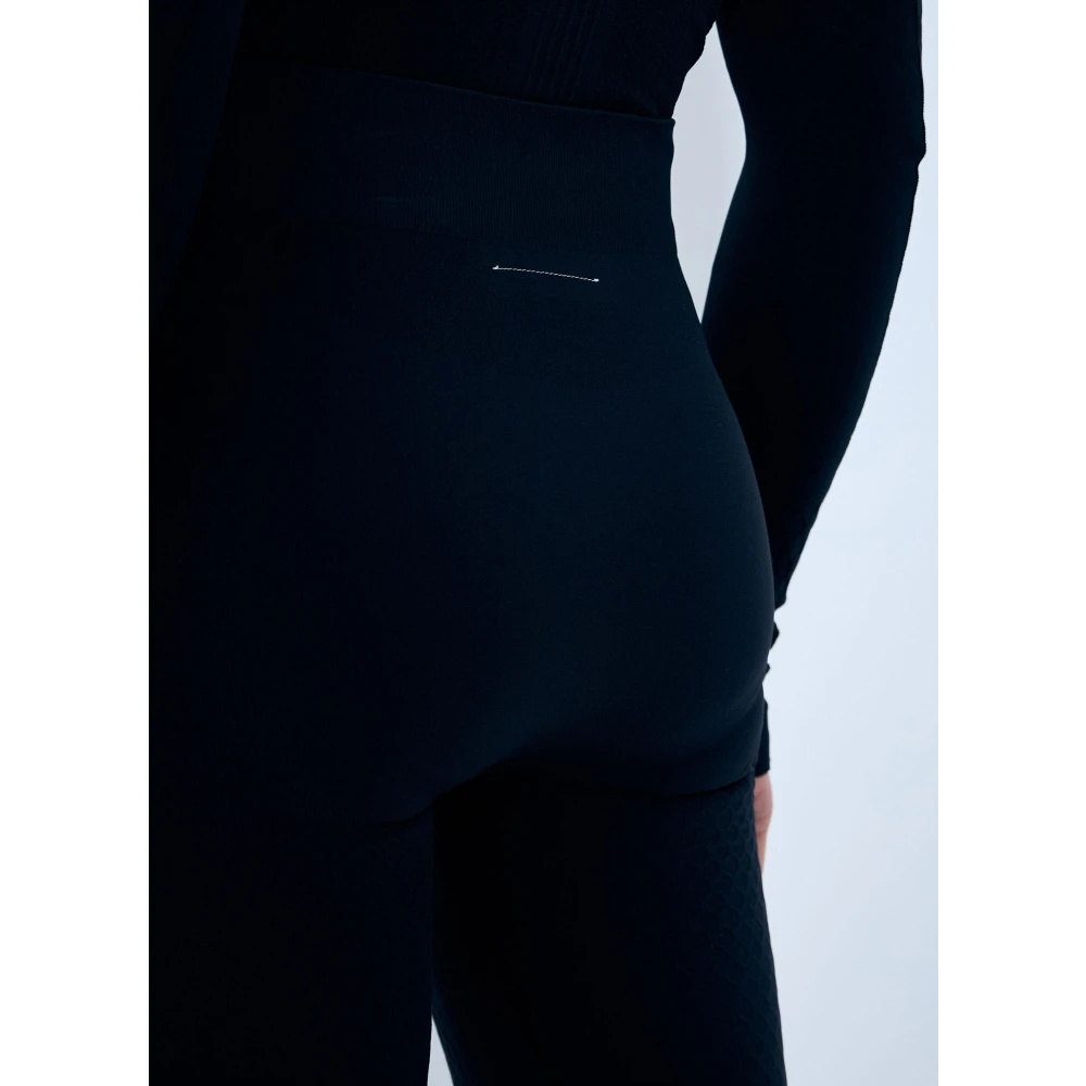 MM6 Maison Margiela Logo Print Textured Leggings Black Heren