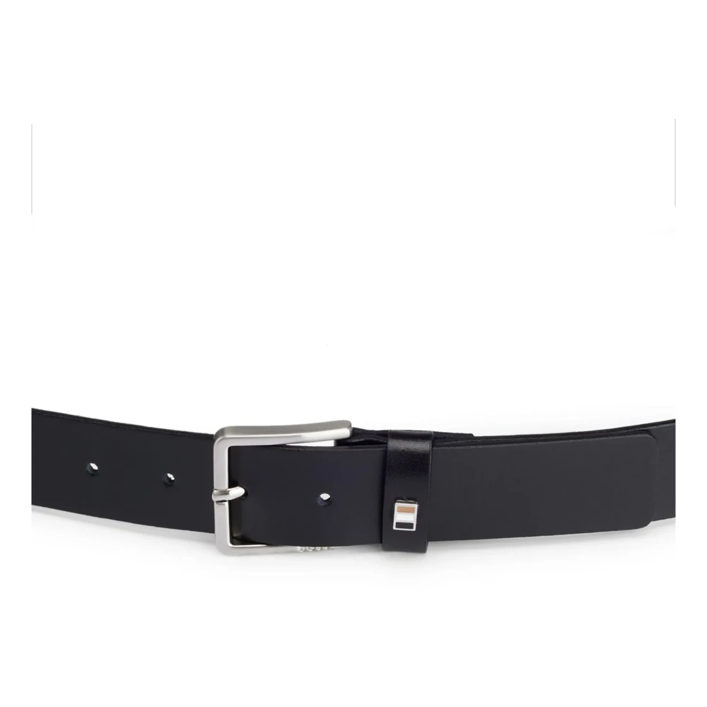 Hugo Boss Leren Riem met 'Ther-Flag' Ontwerp Black Heren