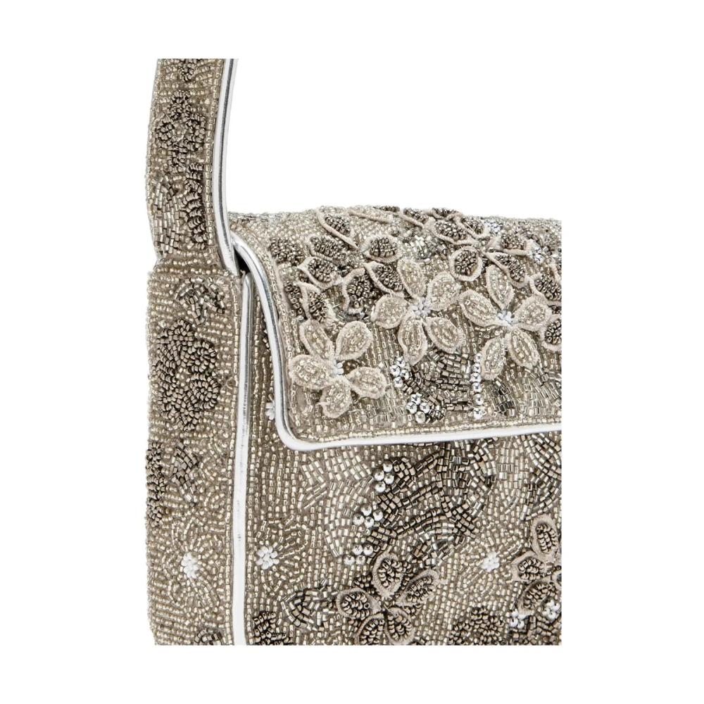 Staud Zilverkleurige Kralen Overslagtas Gray Dames