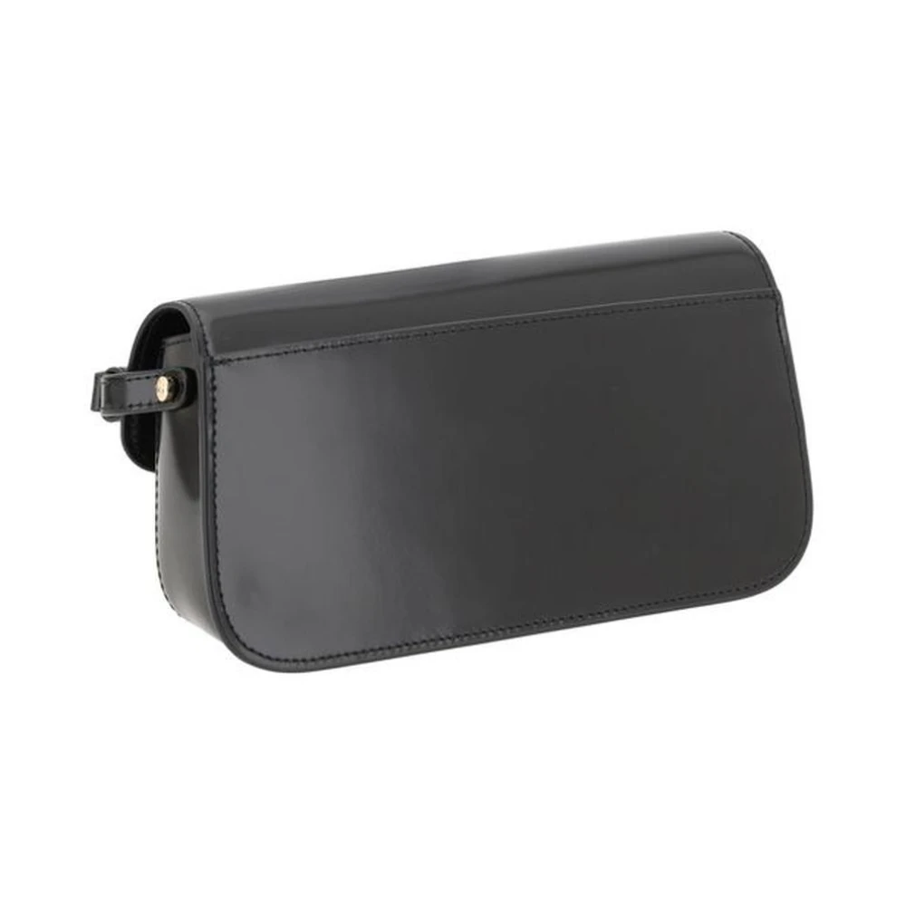 TORY BURCH Leren Schoudertas met Magnetische Klep Black Dames