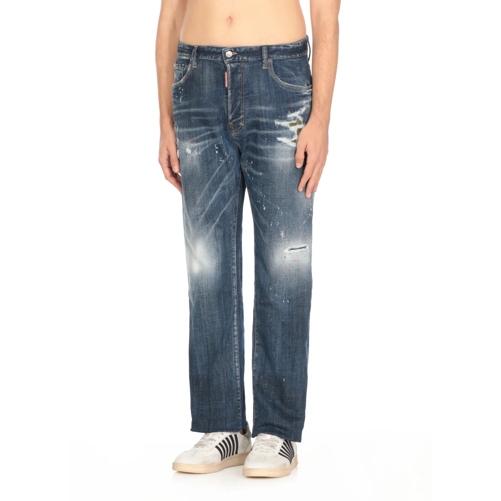 Dsquared2 Blauwe Gescheurde Katoenen Jeans voor Mannen Blue Heren