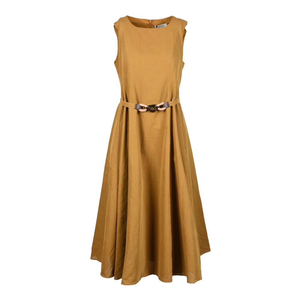 Max Mara Katoen Linnen Jurk Beige Dames