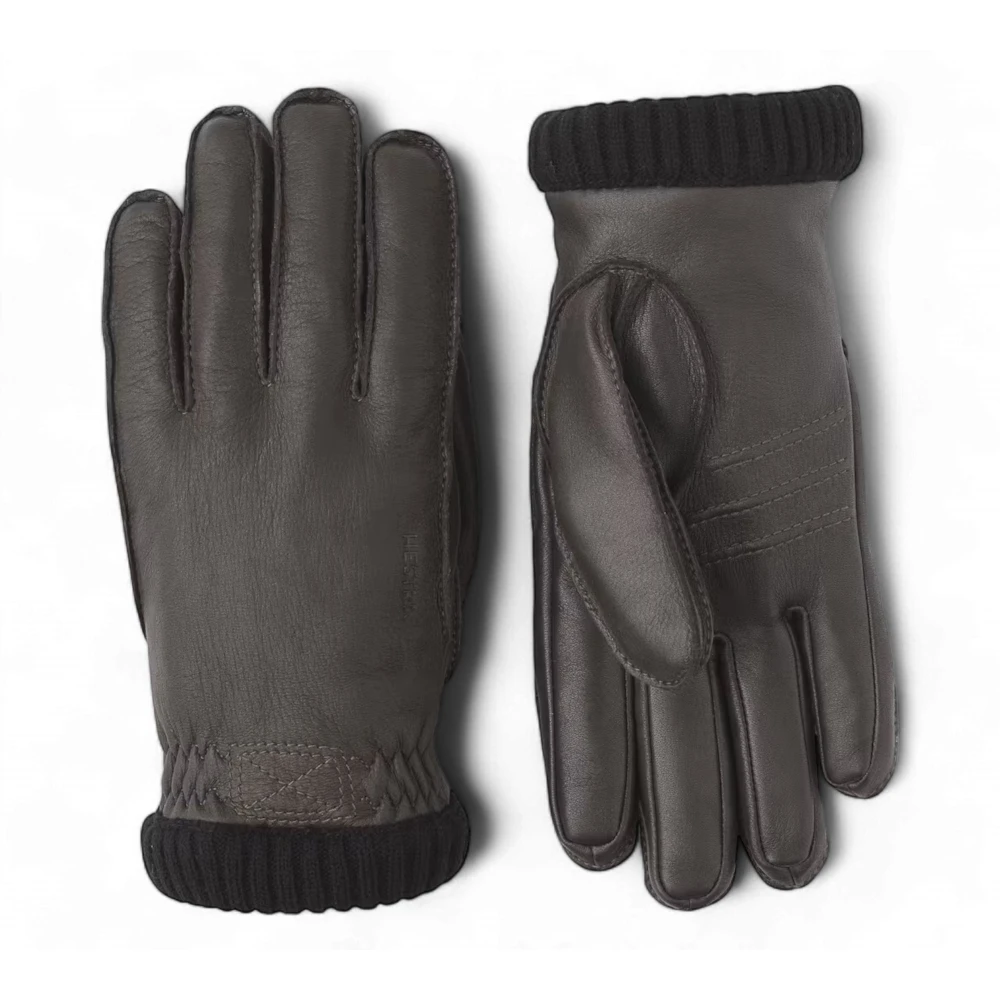 Hestra Men's Brown Gloves,, Deerskin Primaloft Rib Gloves, Dark 9 In