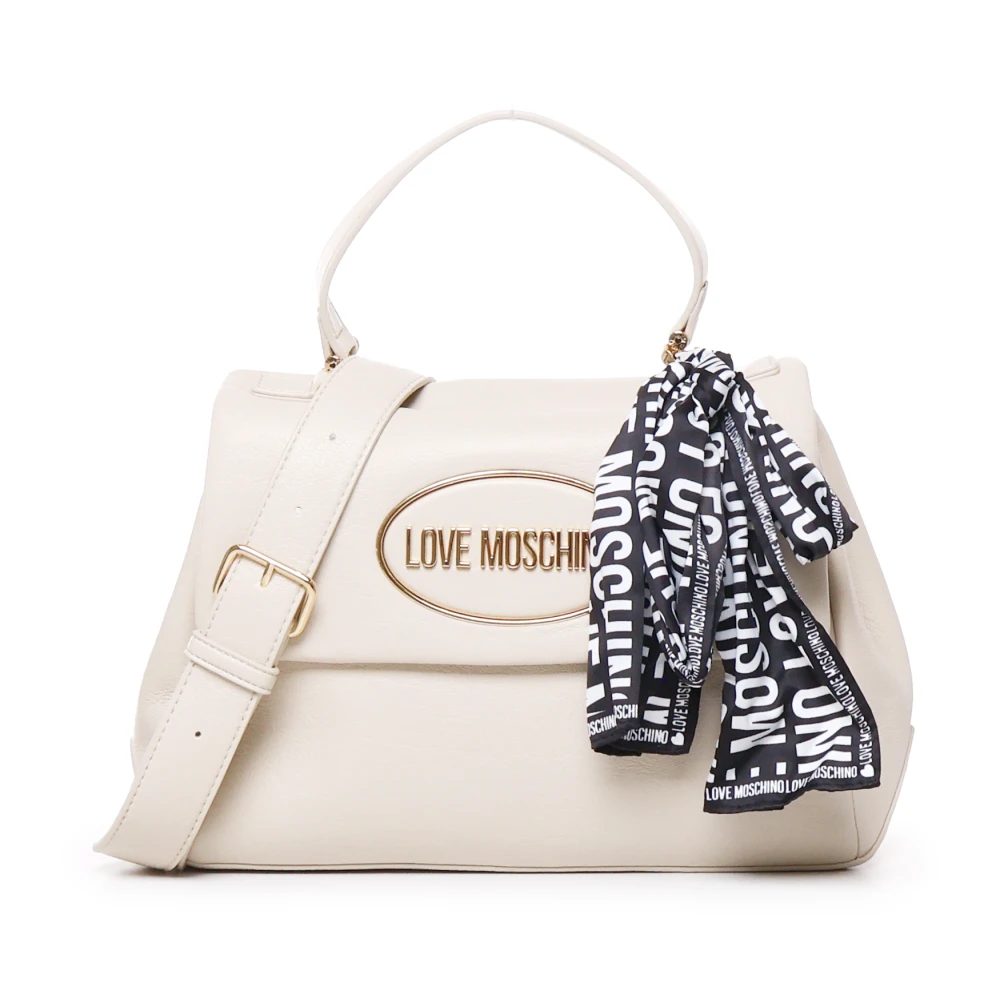 Love Moschino, Handbags, female, White, ONE Size, White Handbag with Decorative Scarf