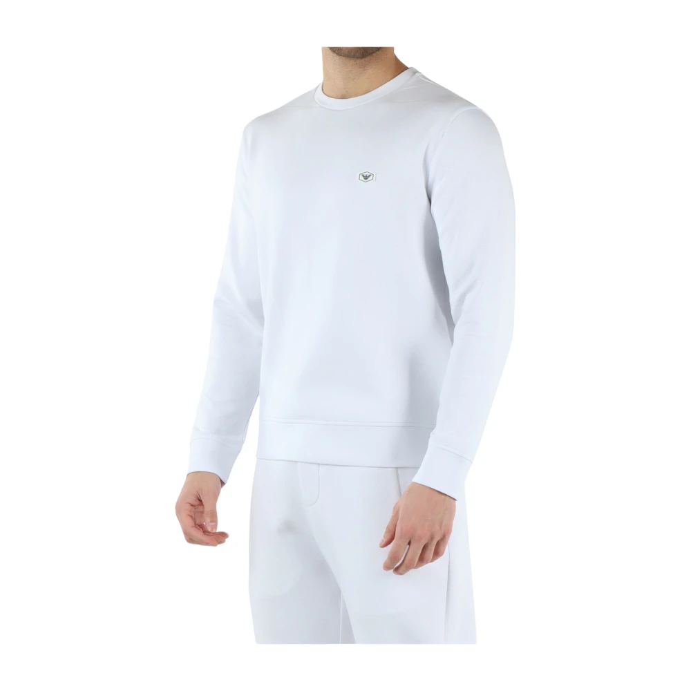 Emporio Armani Essentiële sweater van dubbel jersey White Heren