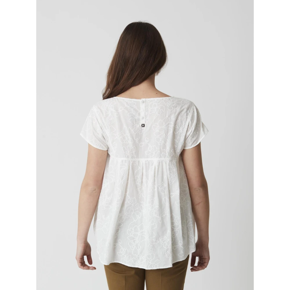 Manila Grace Korte Mouw Blouse White Dames