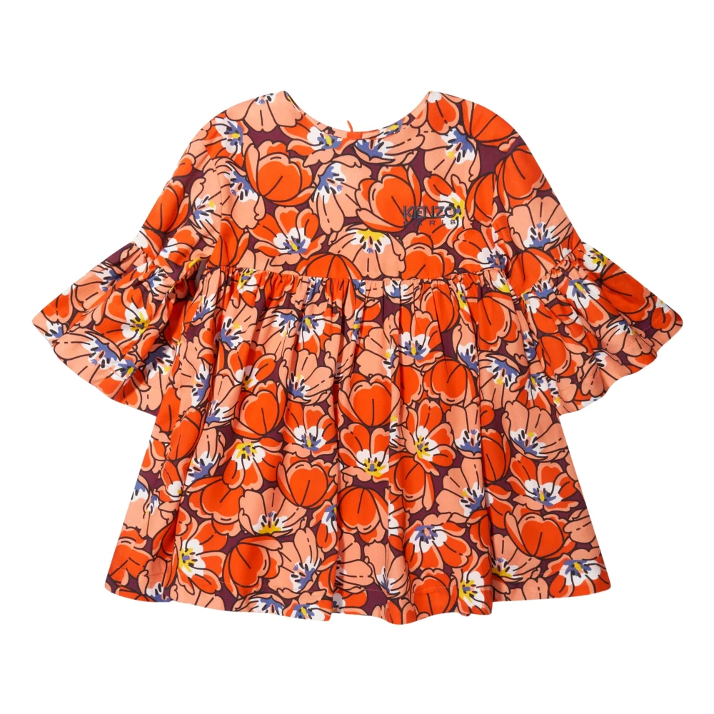 Kenzo Girls Orange Dresses, 14 Y, Boke Flower 2.0 Dress