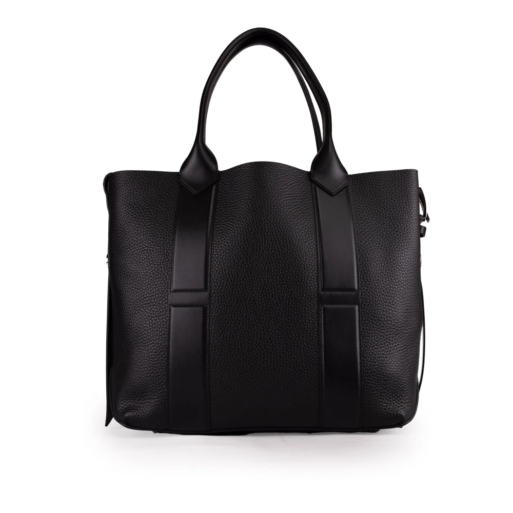 Hogan Zwarte leren shopper tas met afneembare band Black Dames