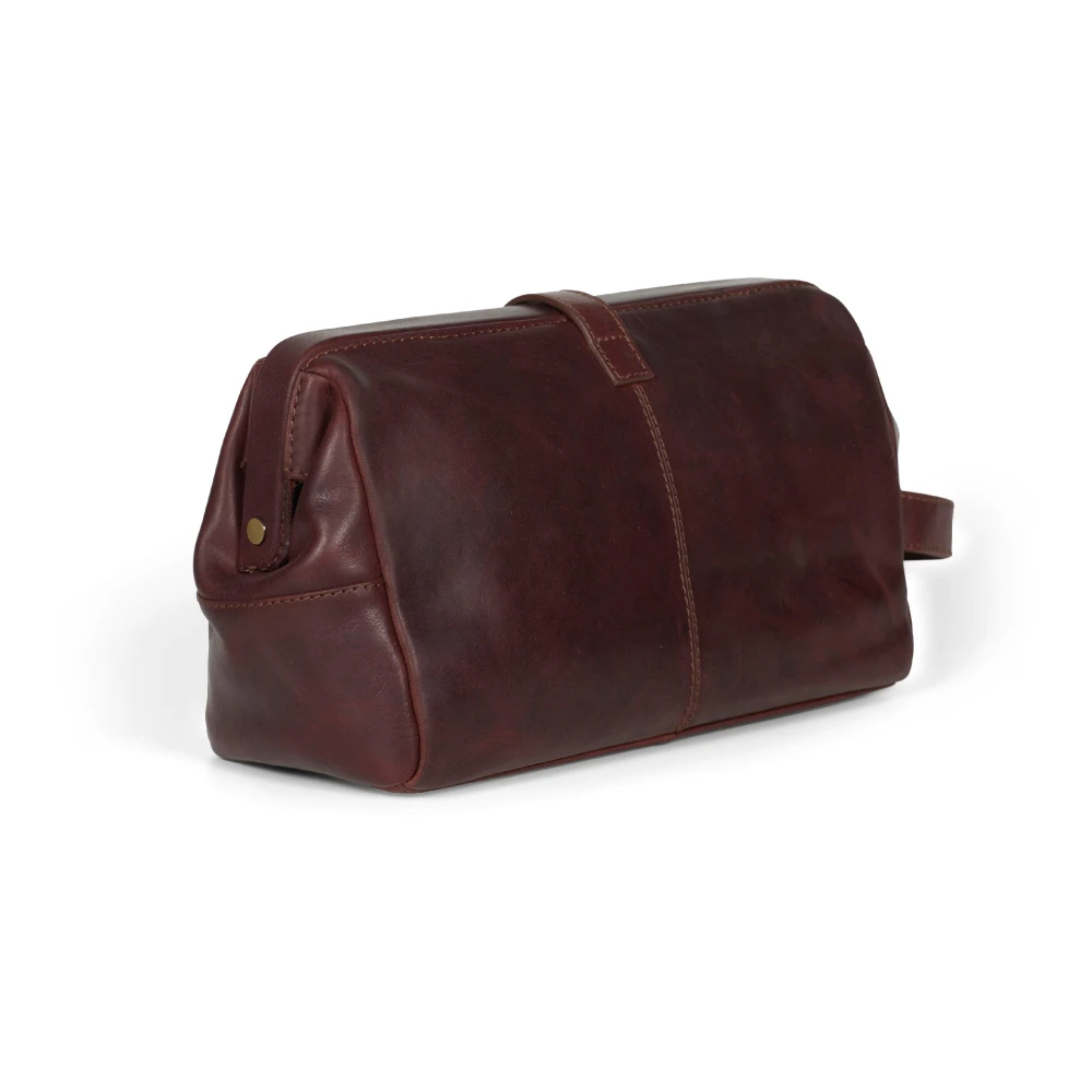 Howard London Bruine leren toilettas reisset Brown Heren